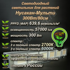 300Вт "Нусакан-Мульти" Мультиспектральный фитосветильник для растений полного спектра